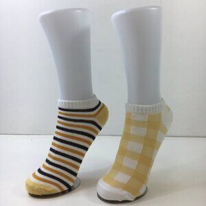 Your Missing Sock Set 2 Womens Ankle Socks Stripes Checkered Yellow White Black